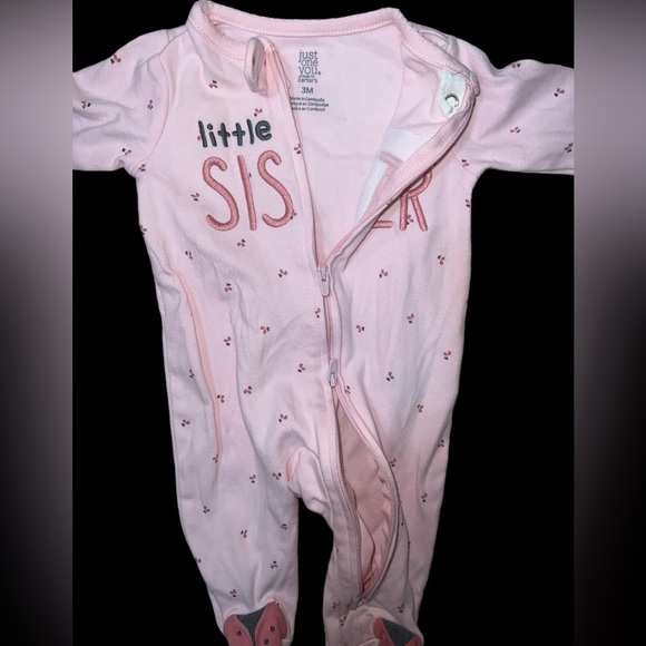 ☠️5/$20☠️ CARTERS | LITTLE SISTER PLAY OR SLEEP FLORAL FOOTIE OUTFIT 3M - Picture 3 of 5